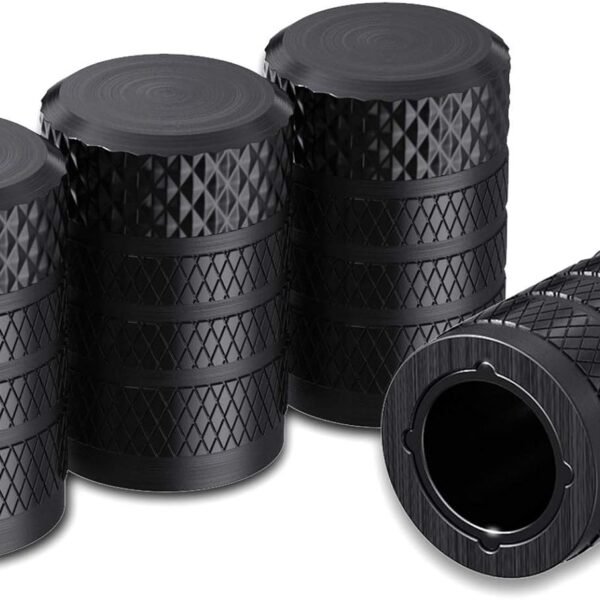 CKAuto Tire Valve Stem Caps, Aluminum Black, 4 pcs/Pack | Corrosion Resistant