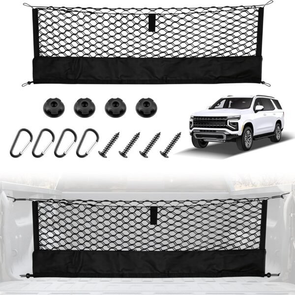 Truck Bed Cargo Net with Bottom Organizer, Fits for 2021-2026 Chevy Suburban