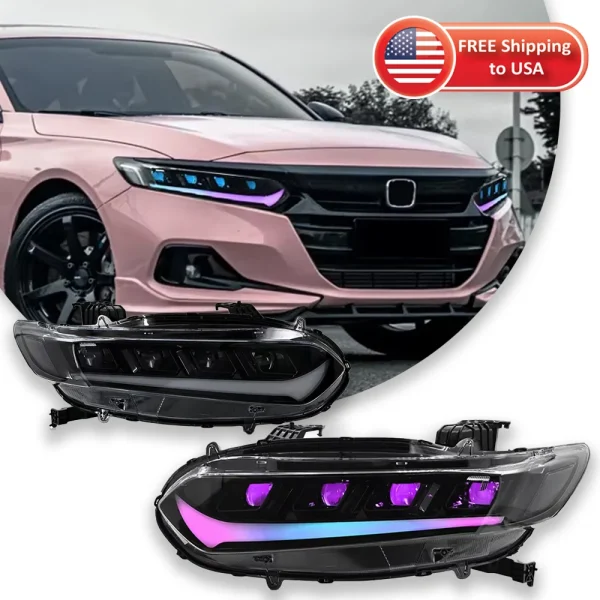 Car Lights For Honda Accord RGB 2018-2022 Headlight LED Projetor head Lamp